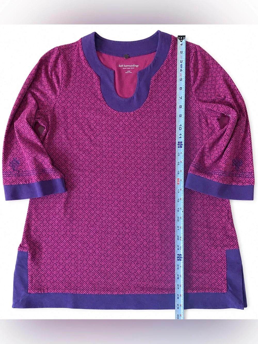 Soft Surroundings Purple and Navy Tunic Geometric L - Picture 3 of 6